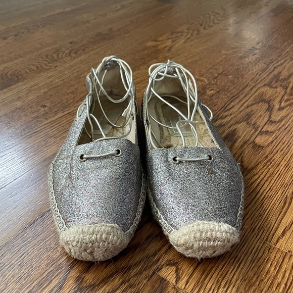 Zara glitter/gold espadrilles - ankle lace up size 7 - Picture 3 of 3